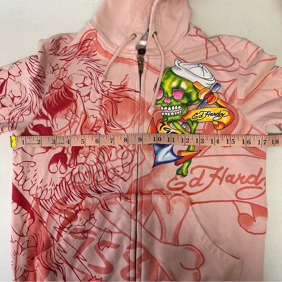 Authentic Ed Hardy by Christian Audigier pink zip up hoodie - Picture 9 of 12